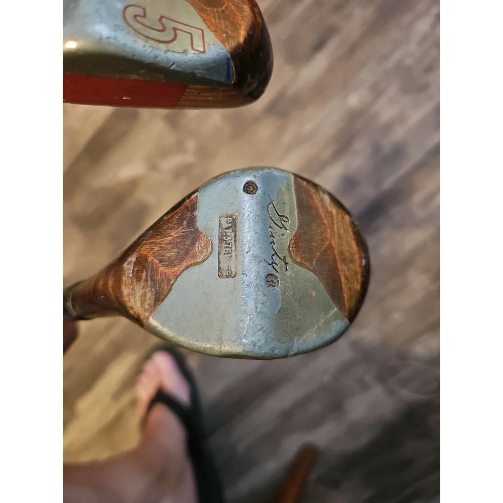 (2) Stan Thompson Ginty Wood Golf Clubs With #5 Wood & Unmarked
